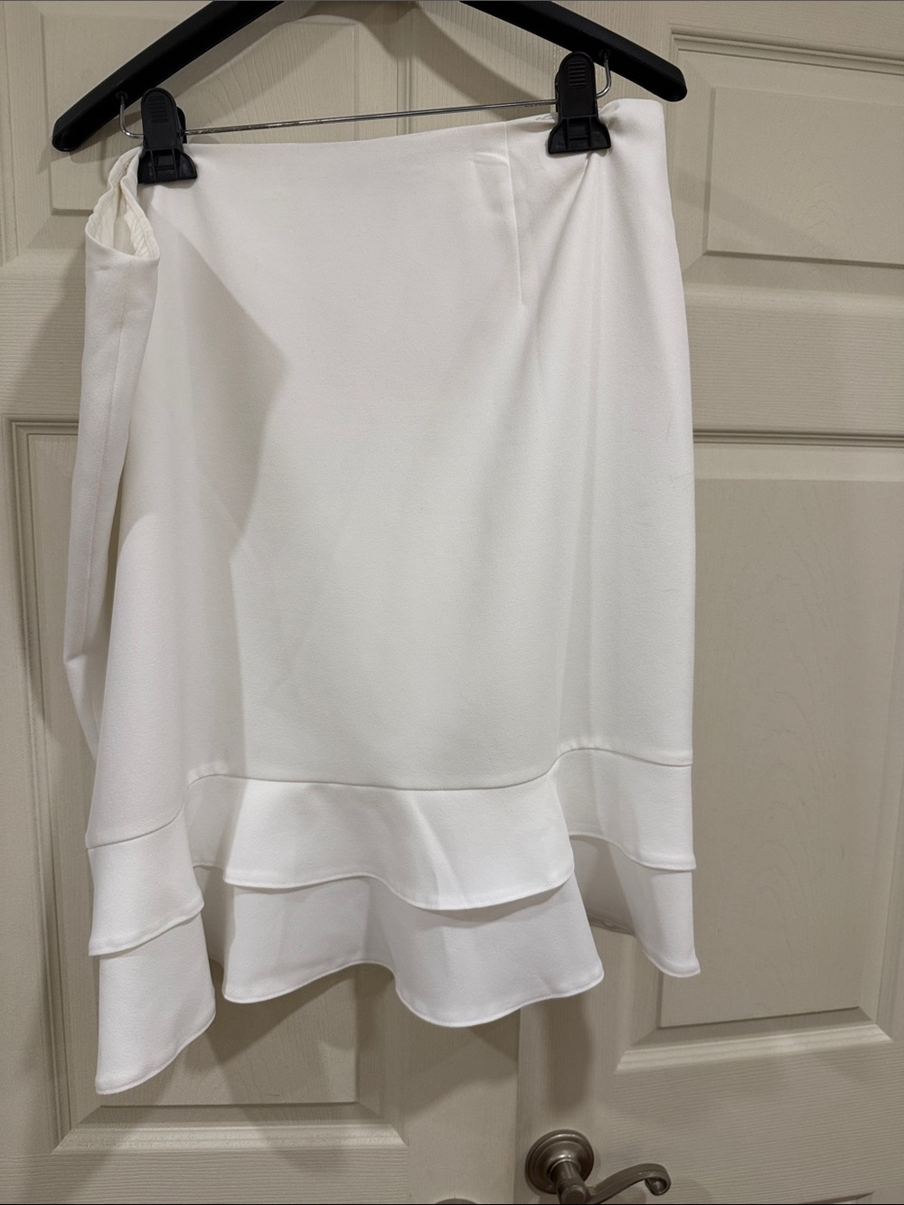 Kasper White Ruffle-Hem A-Line Skirt